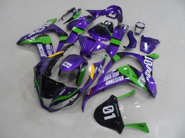 Carena Moto Kawasaki ZX10R 2011-2015 - Viola Verde Nero Bianco Trick Star Gangstar Eva Corsa 01