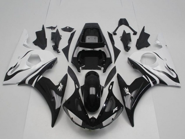 Kit Carena Moto ABS Yamaha YZF R6 2003-2004 - Bianco Nero Lucido