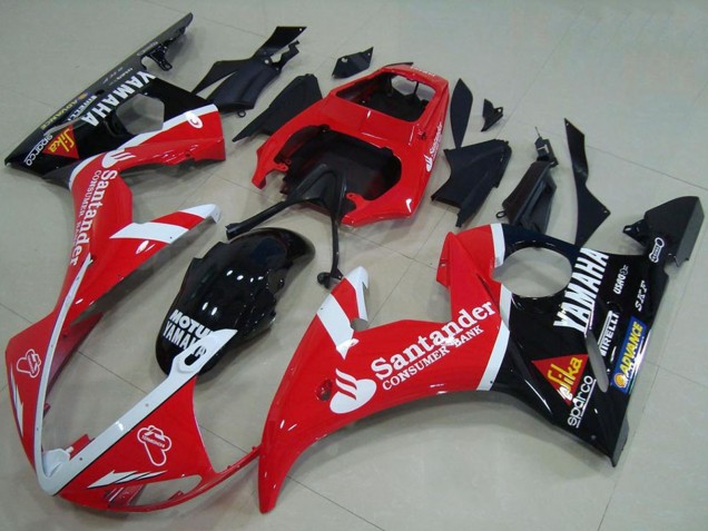 Carena Moto Yamaha YZF R6 2003-2004 - Rosso Bianco Nero Lucido Santander Motul