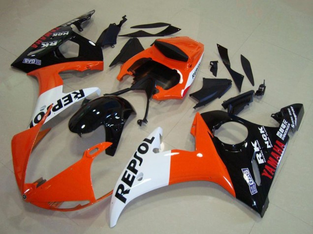 Carena Moto Yamaha YZF R6 2003-2004 - Arancia Bianco Nero Lucido Repsol