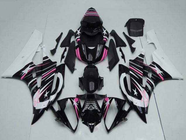 Carena Moto Yamaha YZF R6 2006-2007 - Bianco Nero Lucido Rosa Stella Fiamma