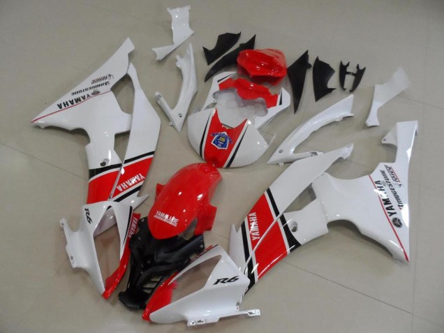 Carena Moto Yamaha YZF R6 2008-2016 - Bianco Rosso Nero Banda OEM Stile