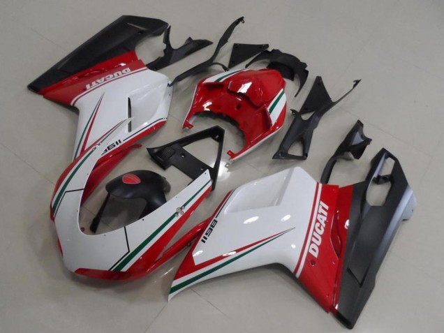 Carena Moto Ducati 1198 2007-2014 - Bianco Rosso Verde Nero Opaco