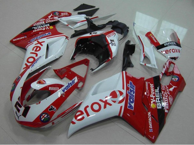 Carena Moto Ducati 848 1098 1198 2007-2014 - Bianco Rosso Nero Lucido Valsir Xerox OEM Stile 21