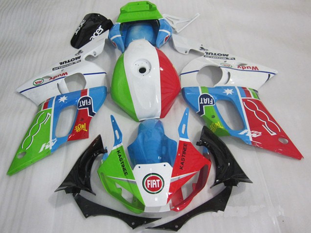 Carena Moto Yamaha YZF R6 1998-2002 - Bianco Blu Verde Rosso Fiat Kastinee