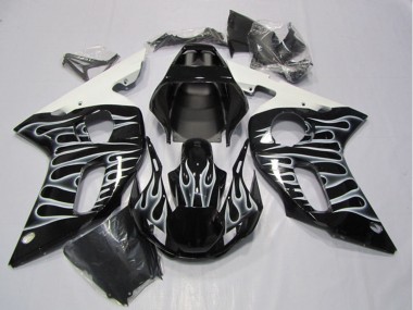 Carena Moto Yamaha YZF R6 1998-2002 - Nero Lucido Bianco Fiamma