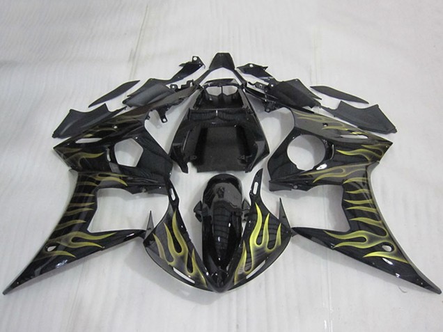 Carena Moto Yamaha YZF R6 2003-2004 - Nero Lucido Oro Fiamma