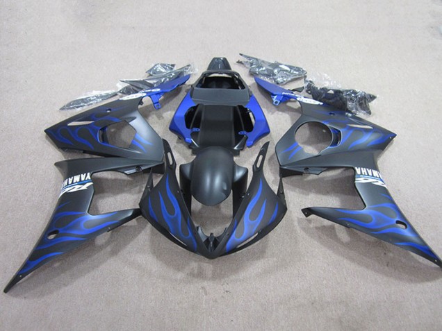 Carena Moto Yamaha YZF R6 2003-2004 - Nero Opaco Blu Fiamma