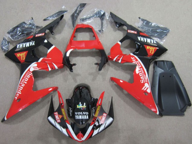 Carena Moto Yamaha YZF R6 2003-2004 - Rosso Bianco Nero Lucido Santander Fimer Volvo