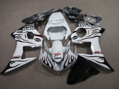 Carena Moto Yamaha YZF R6 2003-2004 - Bianco Nero Lucido Fiamma Squalo