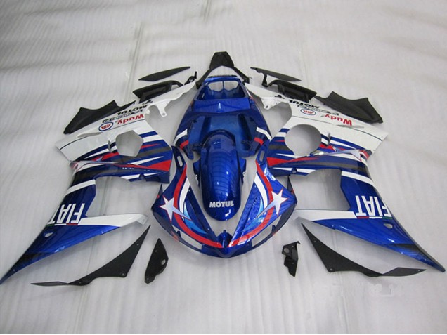 Carena Moto Yamaha YZF R6 2003-2004 - Bianco Blu Rosso Motul Fiat