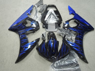 Carena Moto Yamaha YZF R6 2003-2004 - Nero Lucido Blu Fiamma