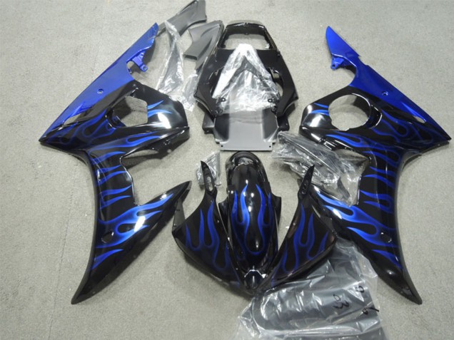 Carena Moto Yamaha YZF R6 2003-2004 - Nero Lucido Blu Fiamma