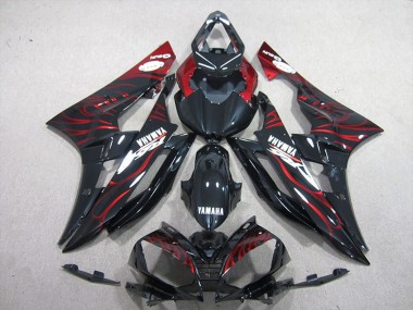 Carena Moto Yamaha YZF R6 2006-2007 - Nero Lucido Rosso Fiamma