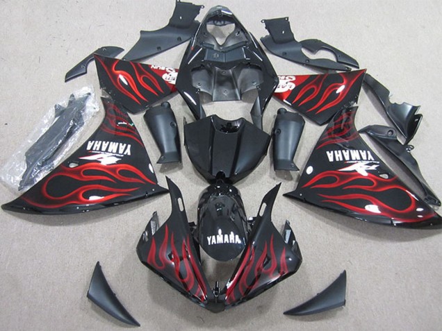 Carena Moto Yamaha YZF R1 2009-2011 - Nero Lucido Rosso Fiamma