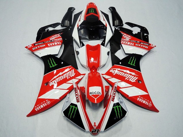 Carena Moto Yamaha YZF R1 2012-2014 - Bianco Grigio Nero Lucido Verde Mostro Milwaukee Maxxis Rocol