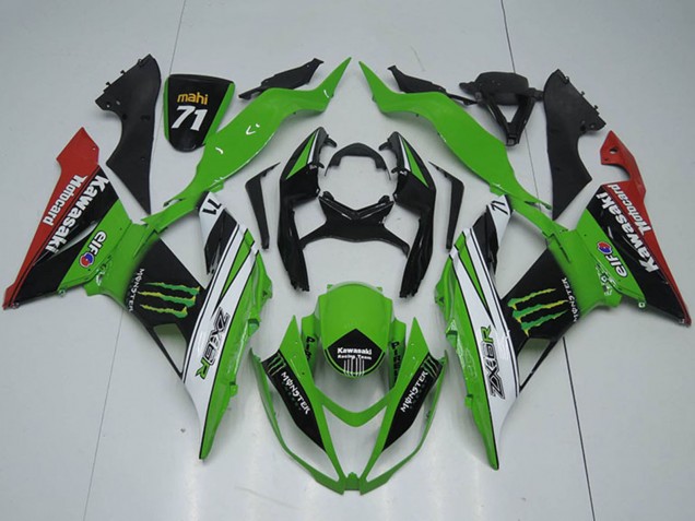 Carena Moto Kawasaki ZX6R 2013-2018 - Verde Bianco Nero Rosso Mostro