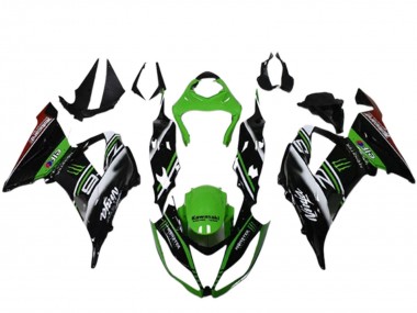 Carena Moto Kawasaki ZX6R 2013-2018 - Verde Nero Bianco Elf Mostro