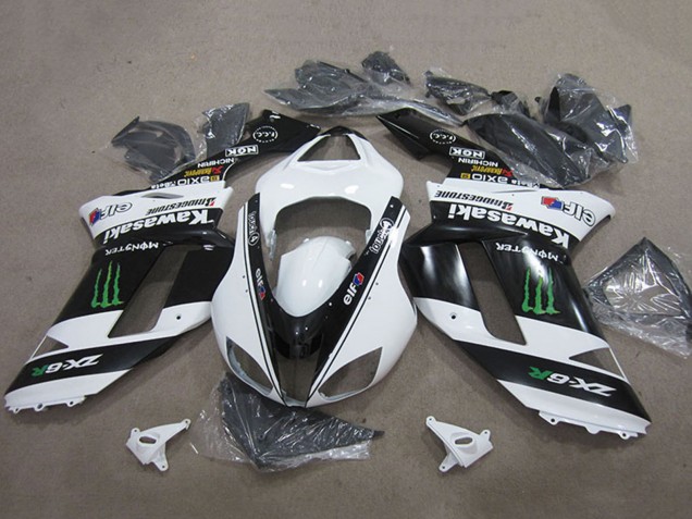Carena Moto Kawasaki ZX6R 2007-2008 - Nero Bianco Mostro