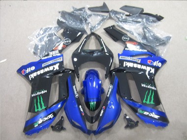 Carena Moto Kawasaki ZX6R 2007-2008 - Nero Blu Verde Mostro