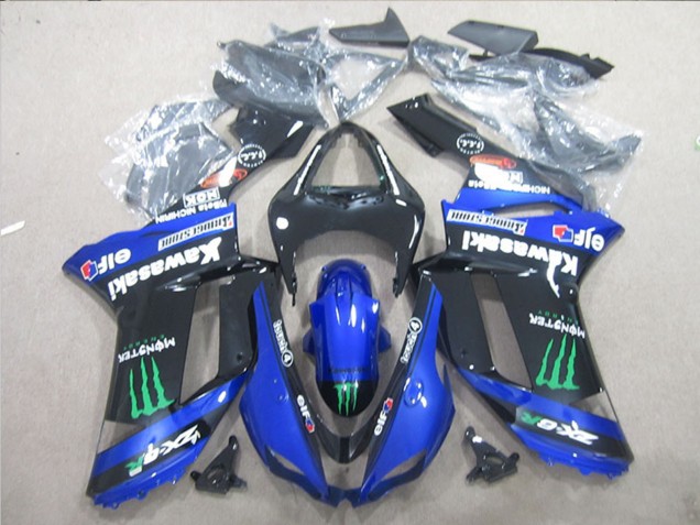 Carena Moto Kawasaki ZX6R 2007-2008 - Nero Blu Verde Mostro