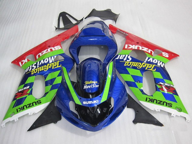 Carene Moto Suzuki GSXR 600 2001-2003 - Blu Verde Rosso Telefonica MoviStar