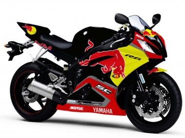 Carena Moto Yamaha YZF R6 2006-2007 - Nero Lucido Giallo Red Bull Motul